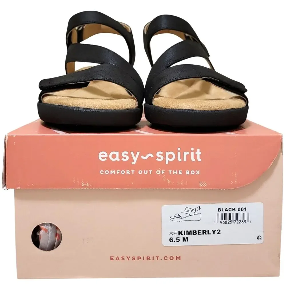 Easy Spirit Women Kimberly2 Slingback Strappy Sandals Size US 6.5M Black